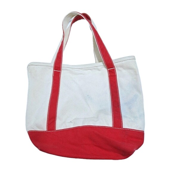 Lands End Canvas Boat Tote Beach Travel Bag Red D Logo Monogram - Picture 7 of 10